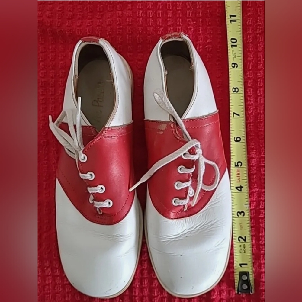1950 Good Year Red &White Cheerleader Saddle Shoes. True Vintage. 6-6.5 FOUND EM